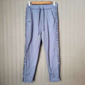 Under Armour Loose Fit Joggers Sweatpants Logo Mesh Detail Gray Men's Size Small